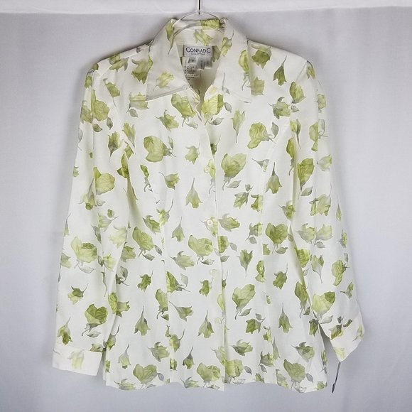 ConradC Collection blouse white w/sheer‎ burnouts 6 - Picture 1 of 8